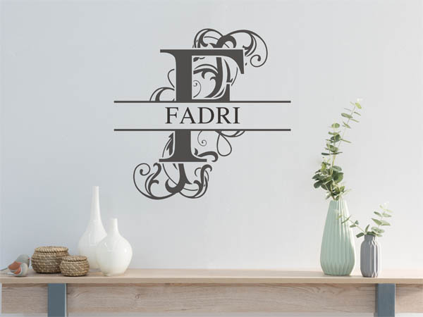 Wandtattoo verschnörkelter Buchstabe F mit Fadri
