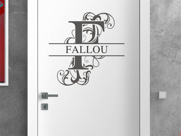 Wandtattoo verschnörkelter Buchstabe F mit Fallou