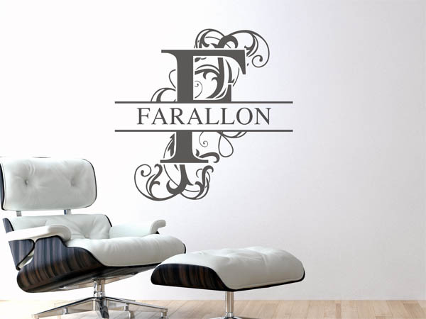 Wandtattoo verschnörkelter Buchstabe F mit Farallon