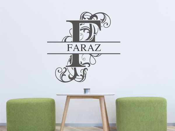 Wandtattoo verschnörkelter Buchstabe F mit Faraz