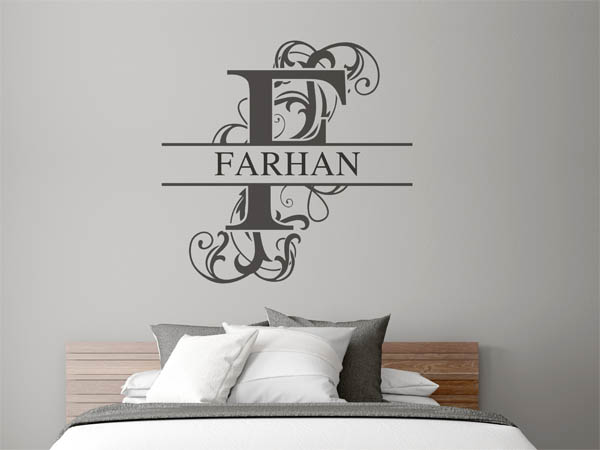 Wandtattoo verschnörkelter Buchstabe F mit Farhan