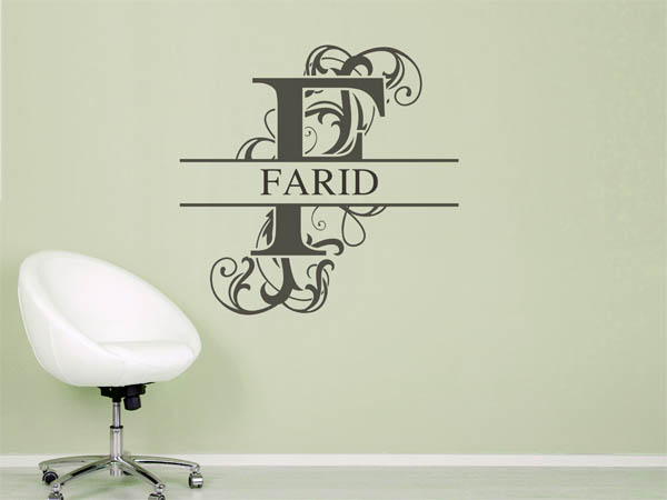 Wandtattoo verschnörkelter Buchstabe F mit Farid