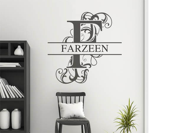 Wandtattoo verschnörkelter Buchstabe F mit Farzeen