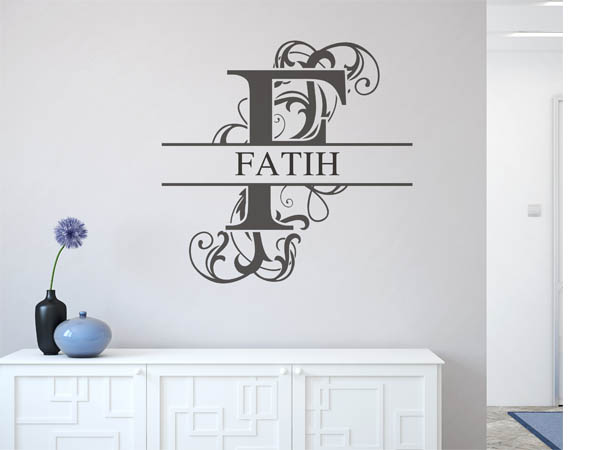 Wandtattoo verschnörkelter Buchstabe F mit Fatih