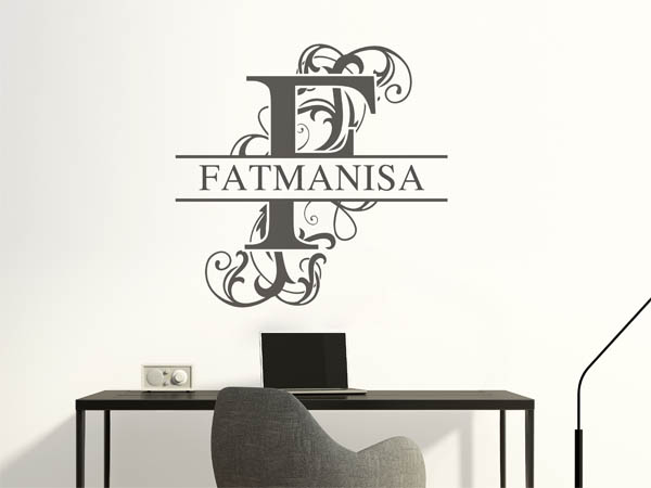 Wandtattoo verschnörkelter Buchstabe F mit Fatmanisa