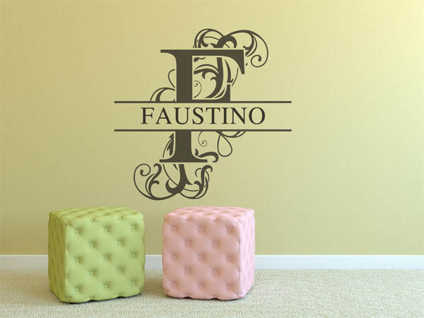 Wandtattoo verschnörkelter Buchstabe F mit Faustino