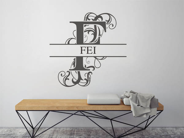 Wandtattoo verschnörkelter Buchstabe F mit Fei