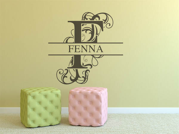 Wandtattoo verschnörkelter Buchstabe F mit Fenna