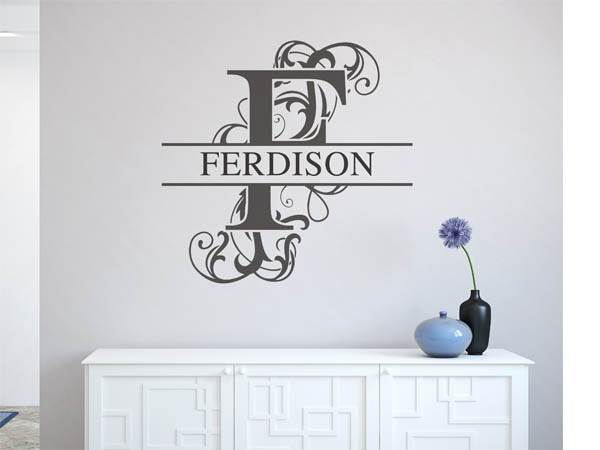 Wandtattoo verschnörkelter Buchstabe F mit Ferdison