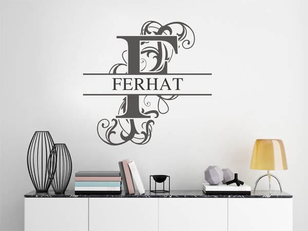 Wandtattoo verschnörkelter Buchstabe F mit Ferhat