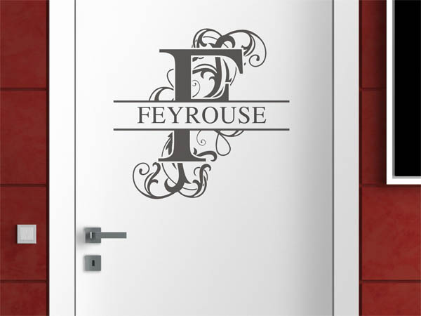Wandtattoo verschnörkelter Buchstabe F mit Feyrouse