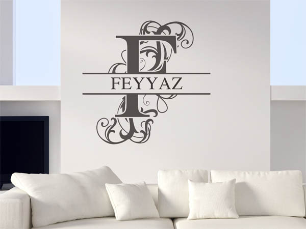 Wandtattoo verschnörkelter Buchstabe F mit Feyyaz