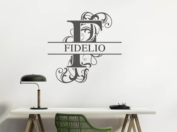 Wandtattoo verschnörkelter Buchstabe F mit Fidelio