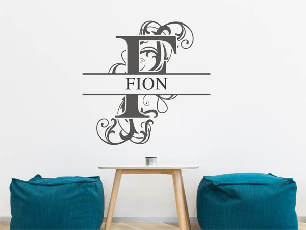 Wandtattoo verschnörkelter Buchstabe F mit Fion
