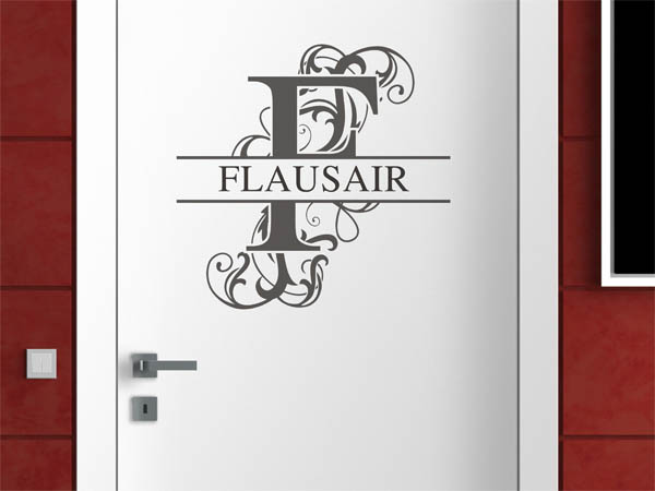 Wandtattoo verschnörkelter Buchstabe F mit Flausair