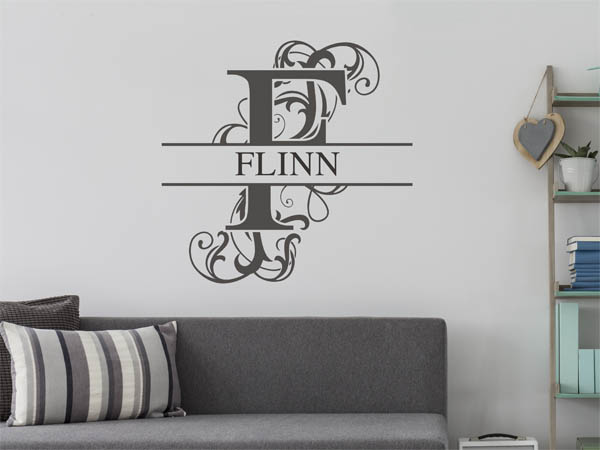 Wandtattoo verschnörkelter Buchstabe F mit Flinn