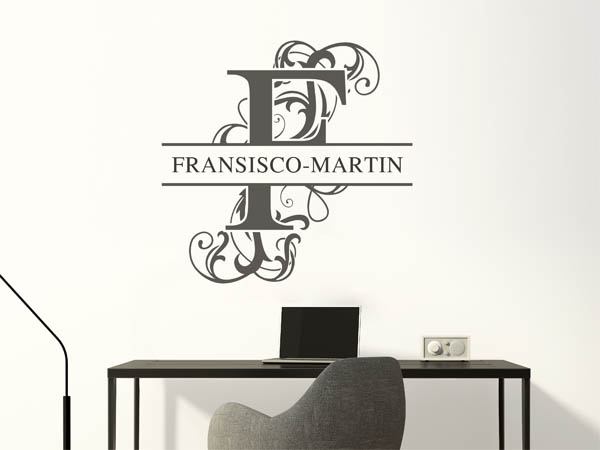 Wandtattoo verschnörkelter Buchstabe F mit Fransisco-Martin
