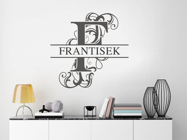 Wandtattoo verschnörkelter Buchstabe F mit Frantisek