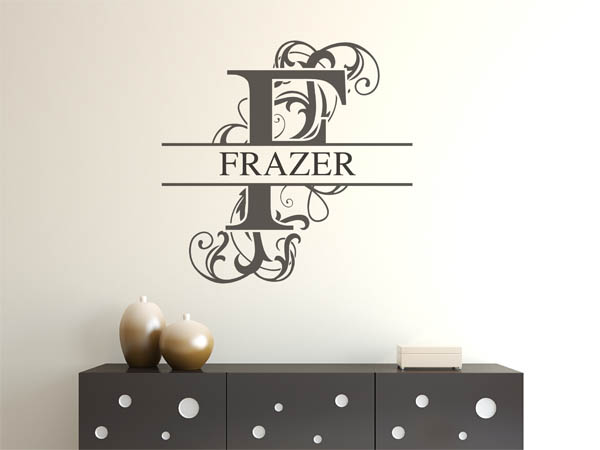 Wandtattoo verschnörkelter Buchstabe F mit Frazer