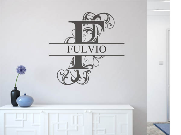 Wandtattoo verschnörkelter Buchstabe F mit Fulvio