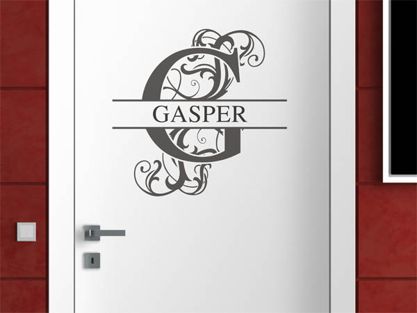 Wandtattoo verschnörkelter Buchstabe G mit Gasper