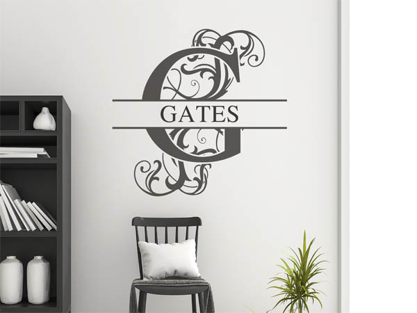 Wandtattoo verschnörkelter Buchstabe G mit Gates