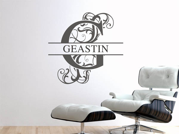 Wandtattoo verschnörkelter Buchstabe G mit Geastin