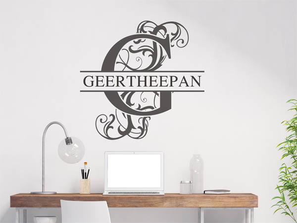 Wandtattoo verschnörkelter Buchstabe G mit Geertheepan