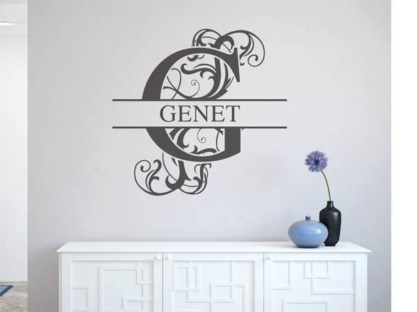 Wandtattoo verschnörkelter Buchstabe G mit Genet