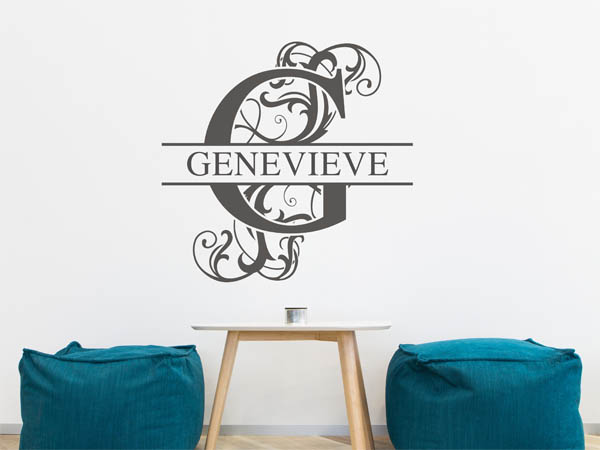 Wandtattoo verschnörkelter Buchstabe G mit Genevieve