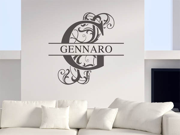 Wandtattoo verschnörkelter Buchstabe G mit Gennaro