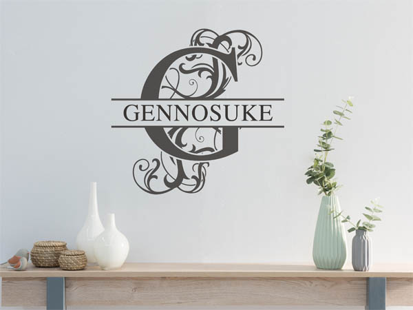 Wandtattoo verschnörkelter Buchstabe G mit Gennosuke