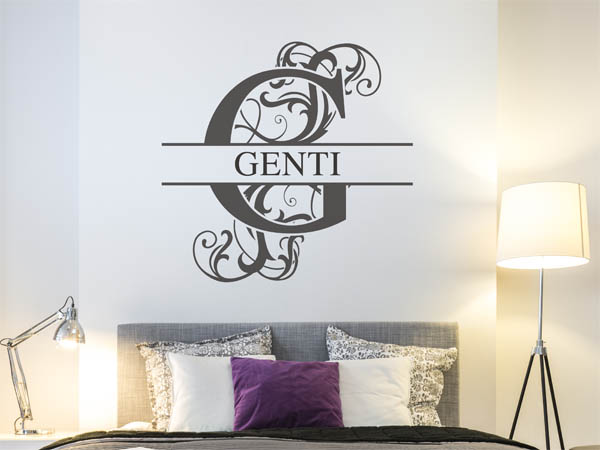 Wandtattoo verschnörkelter Buchstabe G mit Genti
