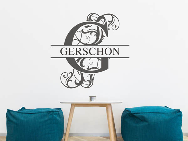 Wandtattoo verschnörkelter Buchstabe G mit Gerschon