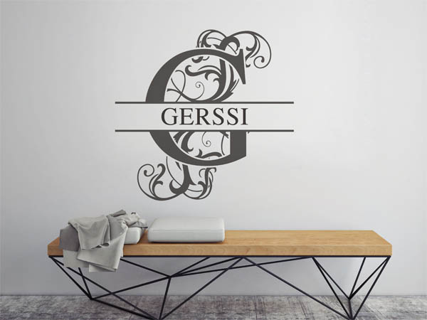 Wandtattoo verschnörkelter Buchstabe G mit Gerssi