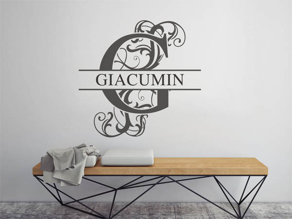Wandtattoo verschnörkelter Buchstabe G mit Giacumin