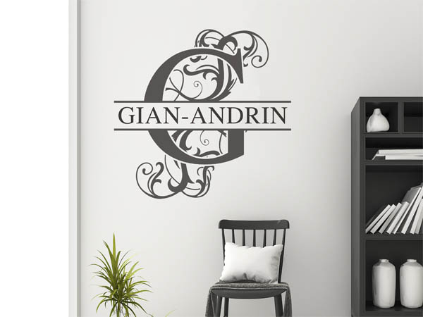 Wandtattoo verschnörkelter Buchstabe G mit Gian-Andrin