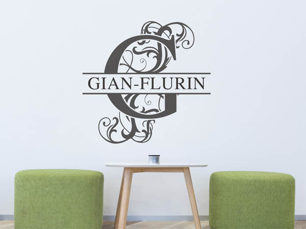 Wandtattoo verschnörkelter Buchstabe G mit Gian-Flurin