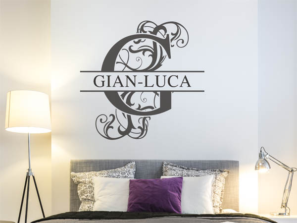 Wandtattoo verschnörkelter Buchstabe G mit Gian-Luca