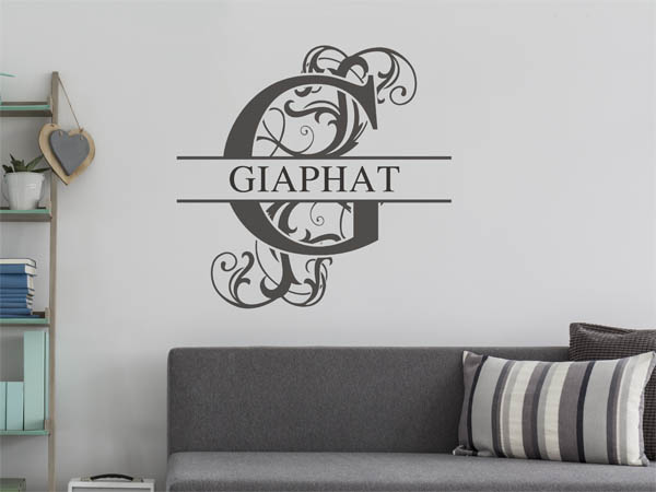 Wandtattoo verschnörkelter Buchstabe G mit Giaphat