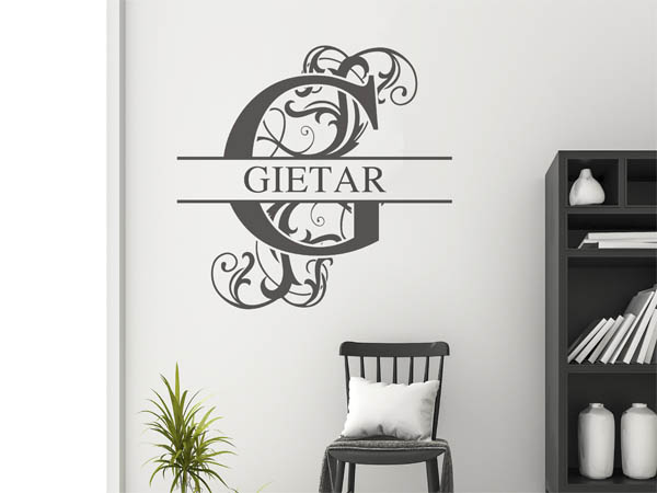 Wandtattoo verschnörkelter Buchstabe G mit Gietar