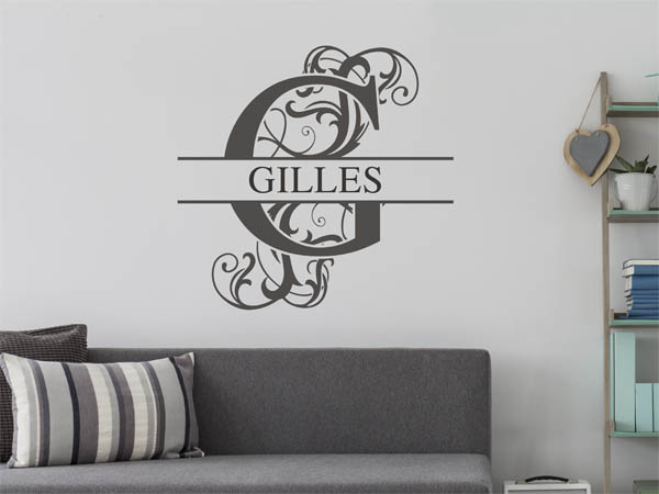 Wandtattoo verschnörkelter Buchstabe G mit Gilles