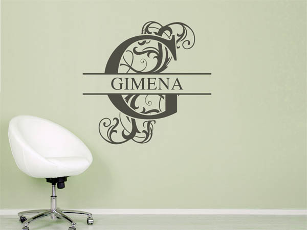Wandtattoo verschnörkelter Buchstabe G mit Gimena