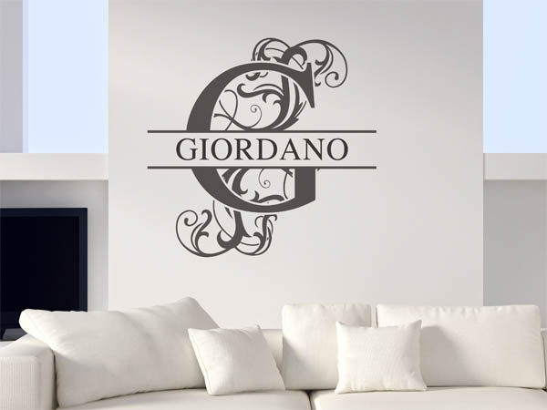 Wandtattoo verschnörkelter Buchstabe G mit Giordano