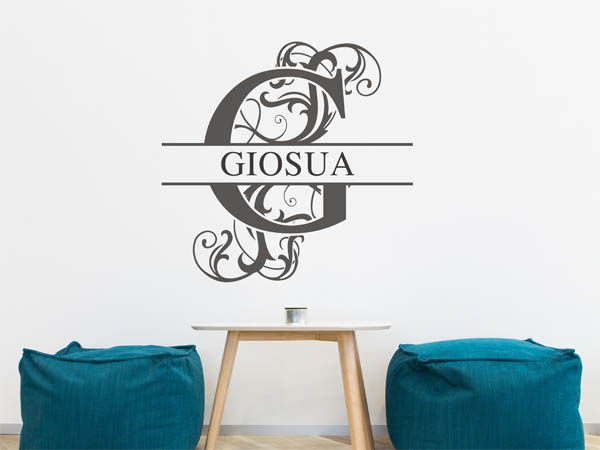 Wandtattoo verschnörkelter Buchstabe G mit Giosua