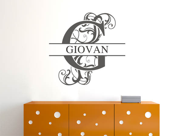Wandtattoo verschnörkelter Buchstabe G mit Giovan
