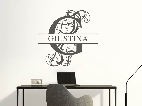 Wandtattoo verschnörkelter Buchstabe G mit Giustina