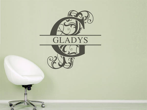 Wandtattoo verschnörkelter Buchstabe G mit Gladys