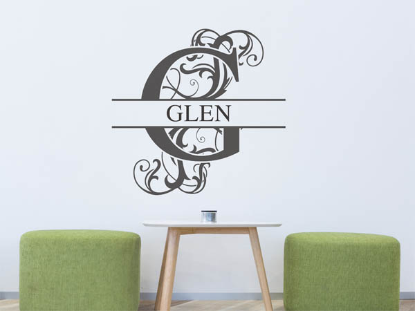 Wandtattoo verschnörkelter Buchstabe G mit Glen