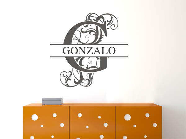 Wandtattoo verschnörkelter Buchstabe G mit Gonzalo